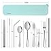 Yoassi 11 Pieces Travel Utensils with Case and Carry Bag, Reusable Stainless Steel Portable Flatware Camping Silverware Cutlery Set Include Knife Fork Spoon Chopsticks Straws and Straws Brush