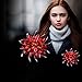 Ailer Fashionable Brooch Pins for Women with Created Crystal Bouquet Bloom Flower Wedding Brooch-Red