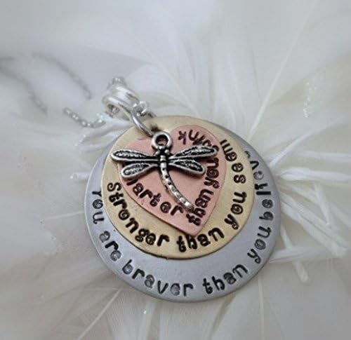 Personalized Hand Stamped Necklace 'You are Braver than you believe, stronger than you seem and smarter than you think ~ Famous Winnie the Pooh Quote