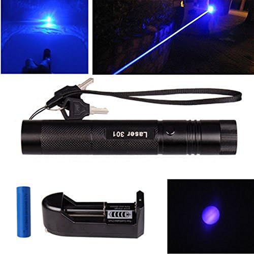 ZHCKyee High Power 405nm Blue Beam Laser Pointer Lazer Projector Flashlight Pen with One 18650 Battery and Charger