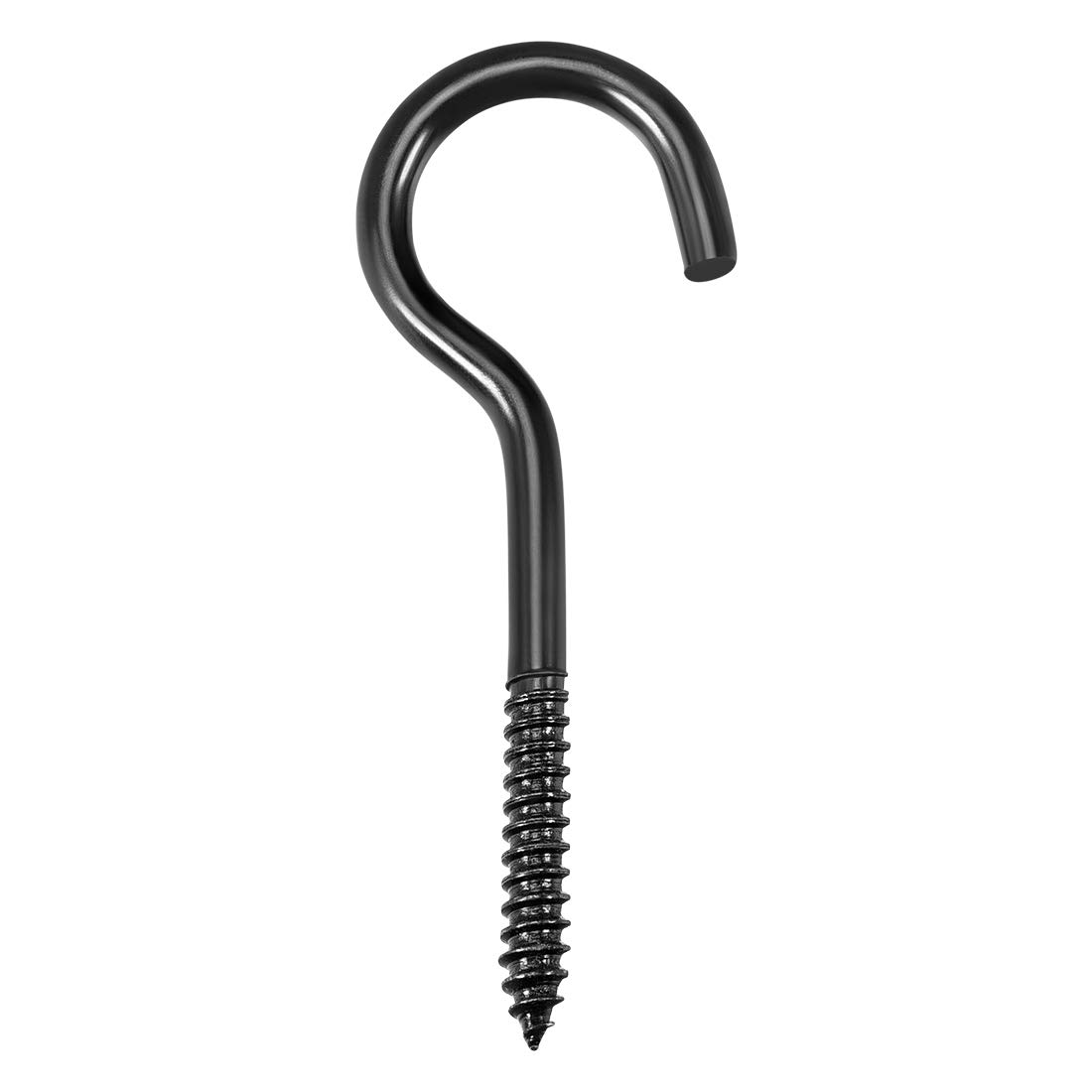 sourcing map 2.6" Screw Eye Hooks Self Tapping Screws Screw-in Hanger Eye-Shape Hooks Black 12pcs