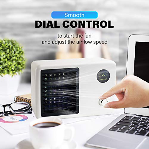 Portable Air Conditioner,Cordless Evaporative Personal Air Cooler with LED Night Light,TOPLANET Mini Desktop Fan by Rechargeable 2000mAh Li-ion Battery for Home,Office And Room,3 Speeds