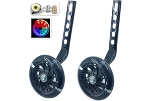 YJIA a Pair of Children's Bicycle Riding Flash Silent Training Wheels, Suitable for 12-20 inch Single Speed Bicycles … (Black
