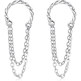 Reffeer Solid 925 Sterling Silver Cuff Earrings Chain Cartilage Wraps for Women Teens Minimalist Cuff Earrings No Piercing