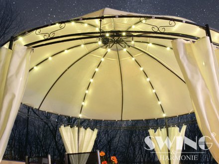 Swing & Harmonie Luxus Pavillon mit LED Beleuchtung - Hochwertiges Gartenzelt - Robustes Partyzelt - Wasserabweisender Gartenpavillon - (Creme) – Bild 3