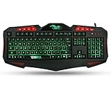 BAKTH 7 Color Illuminated Cool LED Backlit Wired Multimedia USB Gaming Keyboard with Backlight Keycaps + Large Mouse Mat