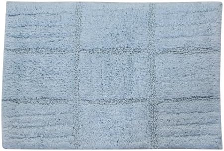 Castle Hill Bath Mat with Spray Latex Backing, Checker Board Design, 17 by 24-Inch, Light Blue