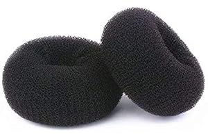 Hair Donut Bun Maker, Ring Style Bun, 2PCS Chignon Hair Large Doughnut Shaper for Thick and Long Hair (Large, 3.5 Inch/Black)