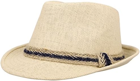 Miehana Fedora Hat Men/Women's Classic Short Brim Panama Straw Hat,Beige,LXL