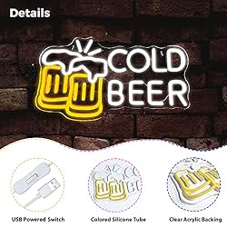 LOGICFEVER Cold Beer Sign Beer Neon Signs for Wall