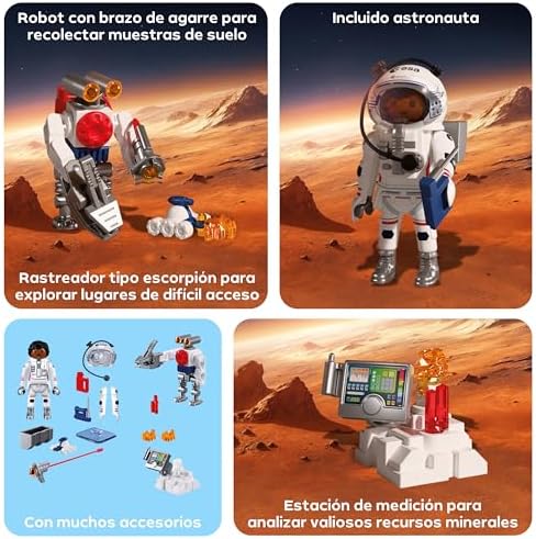 Space Astronauta de la ESA con Robot | Con vehículo explorador marciano, estación de análisis y 3 muestras de rocas | Investigación espacial | Diversión para niños a partir de 4 años | 72014