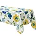 Benson Mills Lola Teal Spillproof Floral Tablecloth, 70-Inch Round