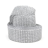 Aspire Silver Rhinestone Ribbon, Diamond Rhinestone Mesh Ribbon, 1.5