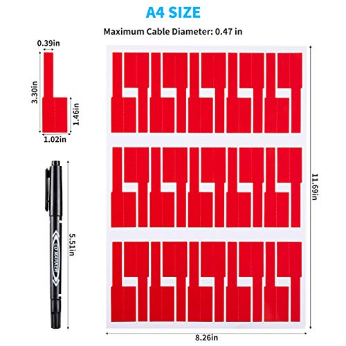 600 Cable Labels with Permanent Marker, JIQEZNL 20 Sheets Waterproof