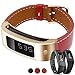 C2D JOY Leather Strap Compatible with Garmin vivofit (1st)/2 Silver Metal Case with Replacement Band - Brown