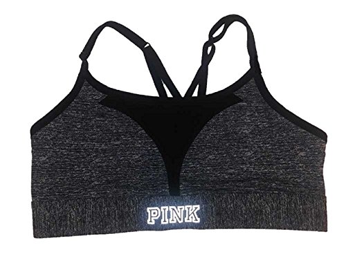 Victorias Secret Pink Ultimate Unlined Sport Bra W Light Support Logo Marled L