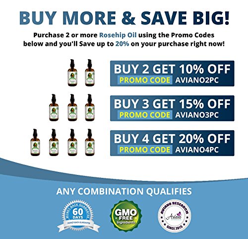 100% PURE ROSEHIP SEED OIL, Organic | HUGE 4oz Bottle | Reduce Acne Scars | Therapeutic Grade Essential Oil For Face, Skin, hair & Nails | Extra Virgin Cold-Pressed By Aviano Botanicals - Thumbnail 4