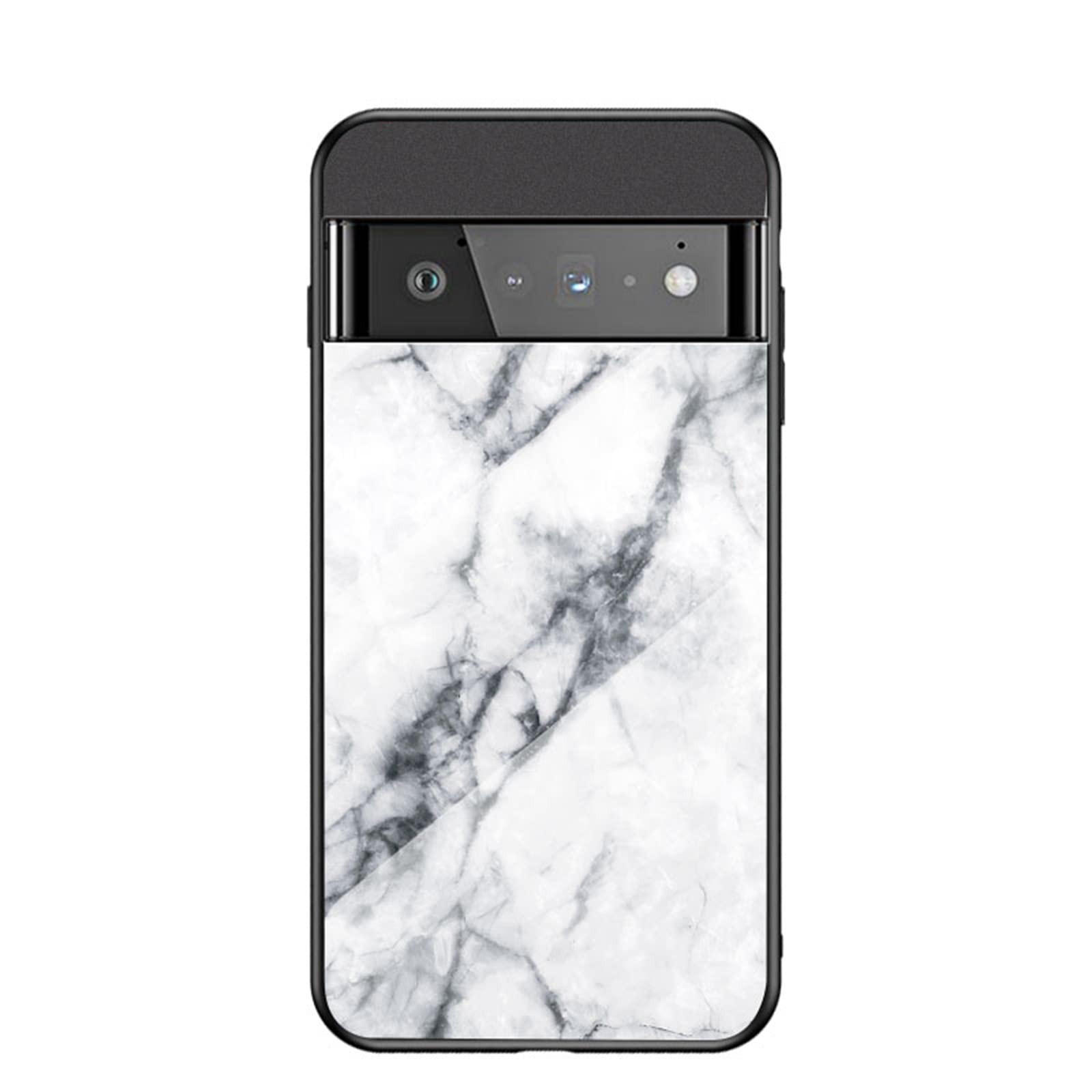 BeyondTop Marble Case for Google Pixel 7 Pro Case Gradient Clear Tempered Glass Cover Case Compatible with Google Pixel 7 Pro(White)