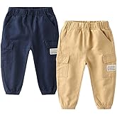 Feidoog Toddler Baby Boys 2/3 Pack Sweatpants Solid Cotton Elastic Waist Trousers Active Jogger Pants