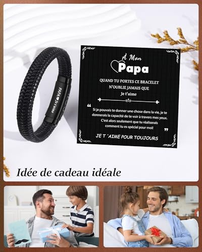 CheersLife Father's Day gift, birthday gift for dad father son bracelet man original useful leather gift idea birthday Christmas 30 40 50 60 70 years boy gift adjustable leather bracelet