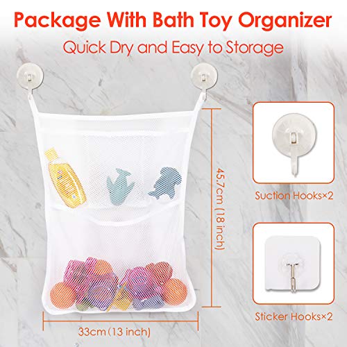 Joyjoz Bath Toys Basketball Hoop & Balls, Bathtub Toys Set with Fishing Net, 3 Basketballs, 6 Marine Animals, 5 Stacking Cups, Storage Bag for Kids & Toddlers Gift