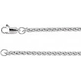 Sonia Jewels Solid 925 Sterling Silver 2.4mm Wheat Chain Necklace Secure Lobster Clasp Closure 18"