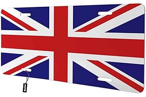 Beabes British UK Flag Front License Plate Cover,Britain Union Jack Flag Blue red White Decorative License Plates for Car,Aluminum Novelty Auto Car Tag Vanity Plates Gift for Men Women 6x12 Inch