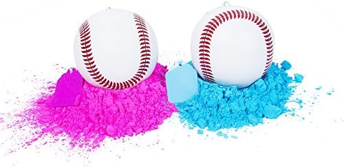 2 Pack Team Pink & Team Blue Exploding Gender Reveal Baseball With Extra Powder Baby Shower Party Supplies