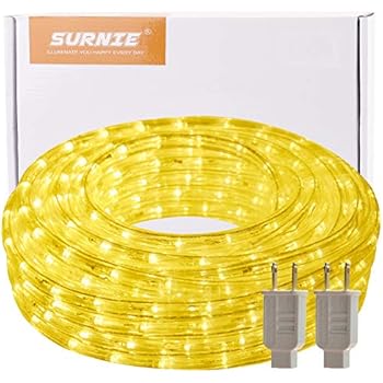 50ft LED Round Rope Lights with Waterproof 540 LEDs Strip Lights 3000K Warm White with 110V Two UL Certified Power Supply Cuttable Linkable String Lights with Connector and Accessory Pack