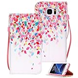 Galaxy S7 Edge Case, S7 Edge Case, Galaxy S7 Edge Wallet Case, Etubby [Wallet Stand] PU Leather Wallet Flip Protective Case with Card Slots and Wrist Strap for Samsung Galaxy S7 Edge (2016) - Petal
