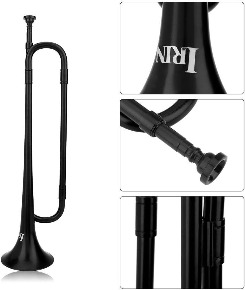 Alomejor Trumpet B Flat Bugle Cavalry Trumpet Environmentally Friendly Plastic with Mouthpiece for School Band Cavalry Miltary Orchestra(Black): Sports & Outdoors