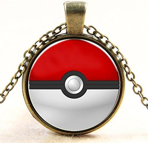Pokemon Go Pendant Necklace Pokemon Ball Glass Cabochon Necklace Poke Ball Necklace