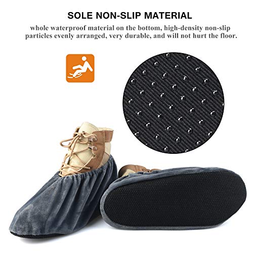 L&C 5 Pairs Non Slip Washable Reusable Shoe Covers For Household Thickened Boot Covers