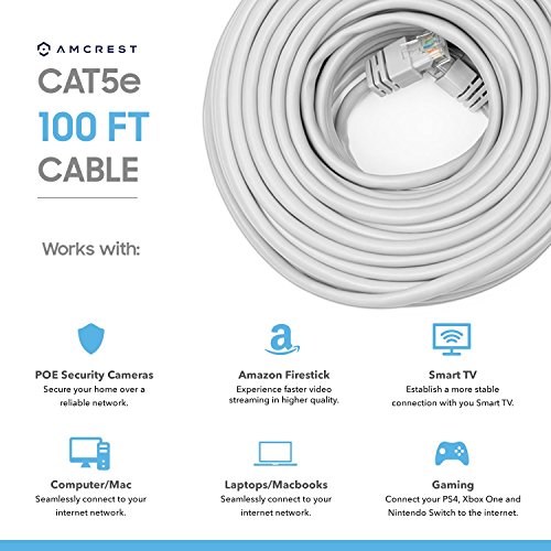 Amcrest Cat5e Cable 100ft Ethernet Cable Internet High
