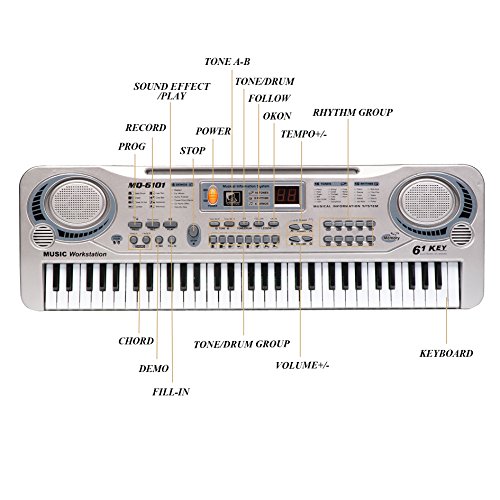 aPerfectLife Piano for Kids, Multi-Function 61 Keys Electronic Organ Kids Piano Musical Teaching Keyboard Toy for Kids Children (Silver) - Thumbnail 2