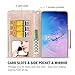 ProCase Galaxy S10 Plus Wallet Case, Flip Fold Kickstand Case with Card Holders Mirror, Folding Stand Protective Book Case Cover for 6.4 Inch Galaxy S10+ (2019 Release) – Pink