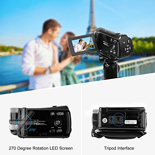 KINGEAR KG005 Mini DV C8 16MP High Definition Digital Video Camcorder DVR 2.7'' TFT LCD 16x Zoom Hd Video Recorder Camera 1280 x 720p Digital Video Camcorder(Black)