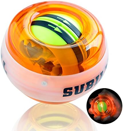 [Upgraded] Yusam Auto-Start Wrist Trainer Wrist Ball Exerciser Powerball Wrist Arm Strengthener Workout Toy Spinner Gyroscope Ball with LED Light (Orange)