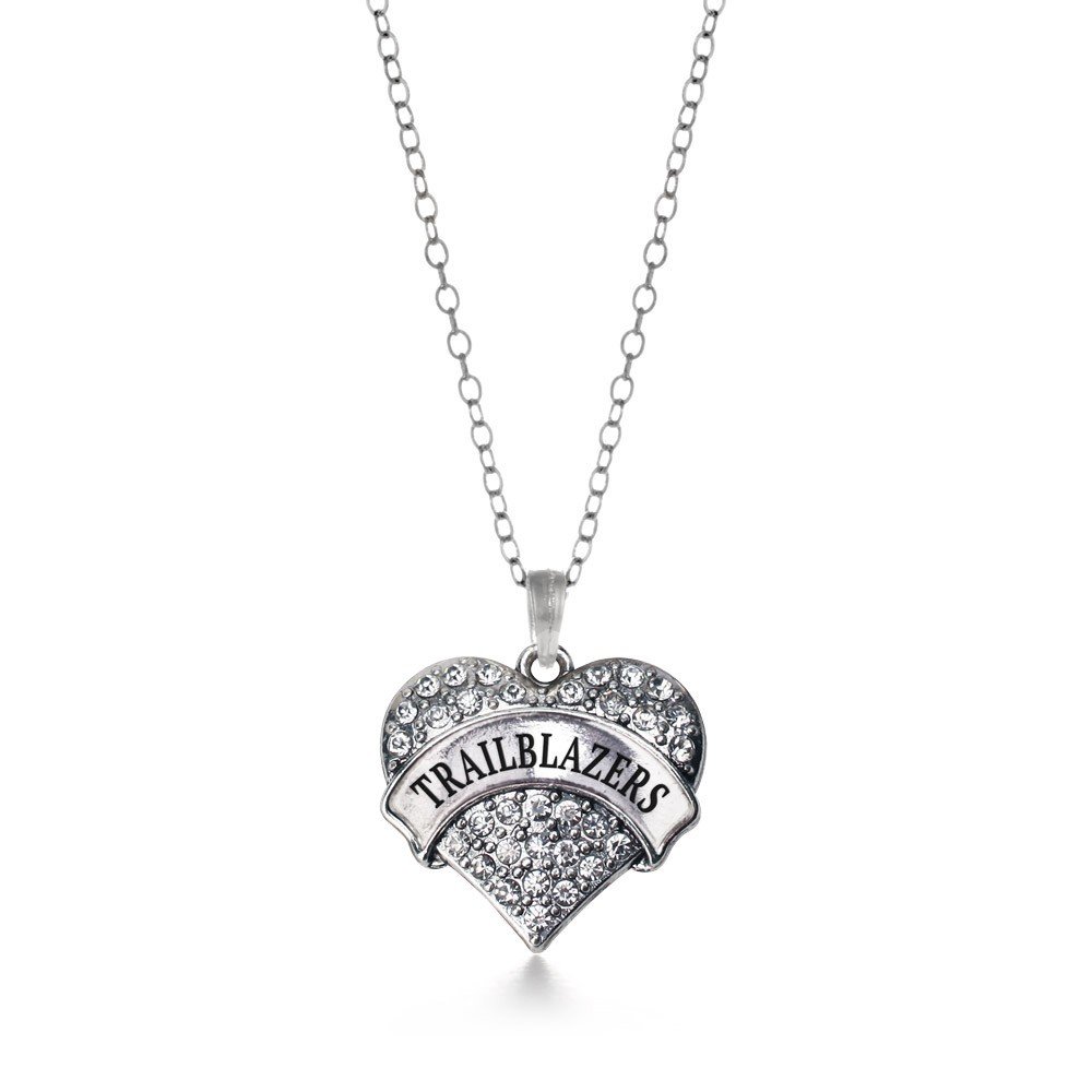 Amazon.com: Inspired Silver Trail Blazers Mascot Pave Heart Charm Necklace Clear Cystal 