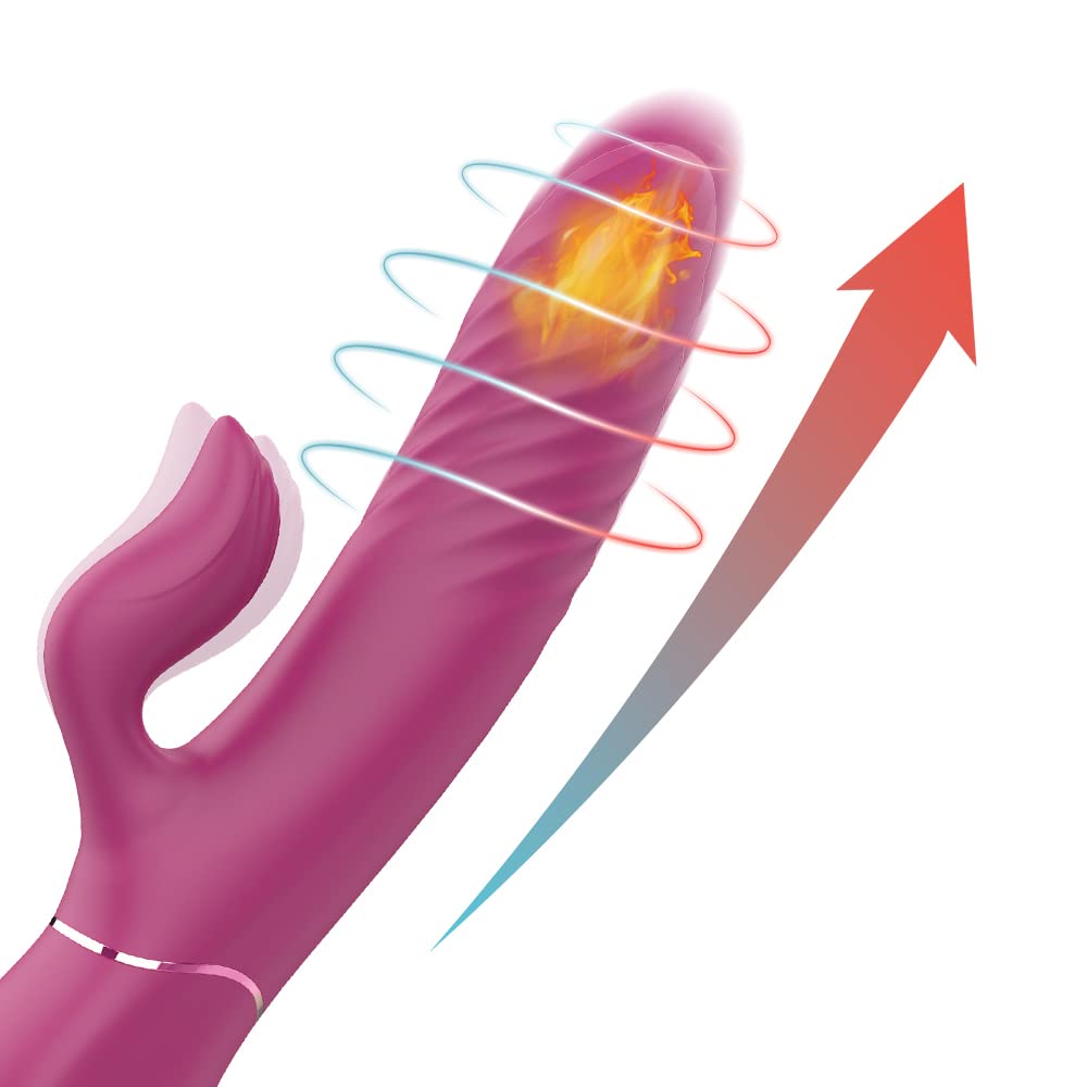 SH Heating Rabbit Vibrator - Rechargeable - 9 Vibration Patterns - Warming Vibrator with Pulse - Purple