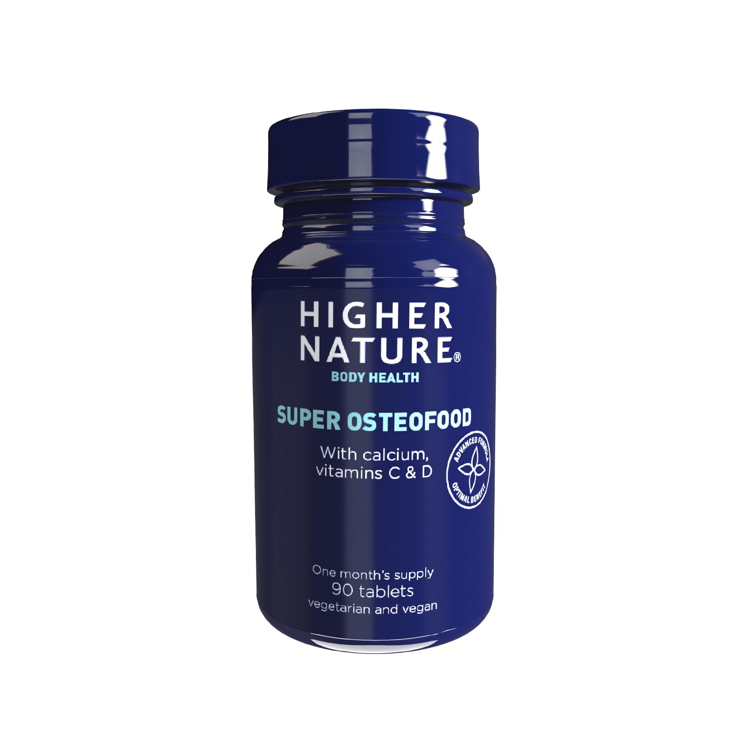 Higher Nature - Super OsteoFood - Supports Healthy Bones & Teeth - with Calcium, Vitamin C & D - Bone Health Formula - Vegetarian & Vegan - 90 Tablets