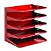 STEELMASTER Steel 5-Tier Horizontal Organizer, Letter Size, Vibrant Red (26425L007)
