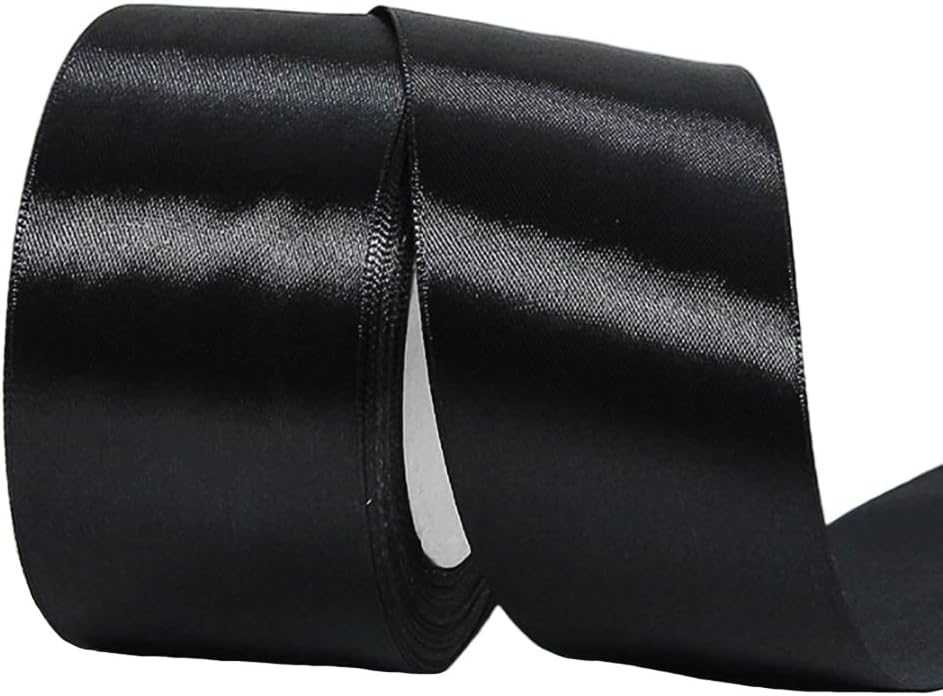 HONGCI 50mm Satin Ribbon 22m Black Gift Wrapping Ribbon