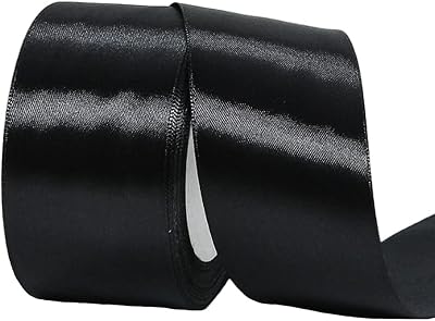 HONGCI 50mm Satin Ribbon 22m Black Gift Wrapping Ribbon