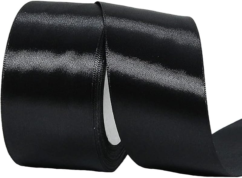 HONGCI 50mm Satin Ribbon 22m Black Gift Wrapping Ribbon