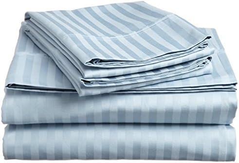 BELLA KLINE DESIGN Deluxe 4pc Striped Full Bed Sheets Set, Light Blue