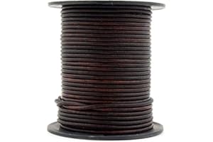 Xsotica-Dye Round Leather Cords -1.0mm Leather Cord (Brown Mahogany, 10 Meter (10 Yard))