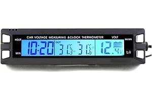 VIGORWORK Multifunctional 3 in 1 Car Luminous Clock Car Thermometer Voltmeter Car Inside and Outside Temperature Voltage Alarm