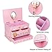 SONGMICS Ballerina Music Jewelry Box for Little Girls 3 Drawers Lovely Rabbit and Fox Pink UJMC004