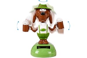 SURAKEY Car Ornament Solar Dancing Puppy Doll Ornament Figurine Shaking Solar Car Dashboard Sculpture Doll Toy Decor Statues for Car Home Offices Vehicle Interior Decoration (Green)